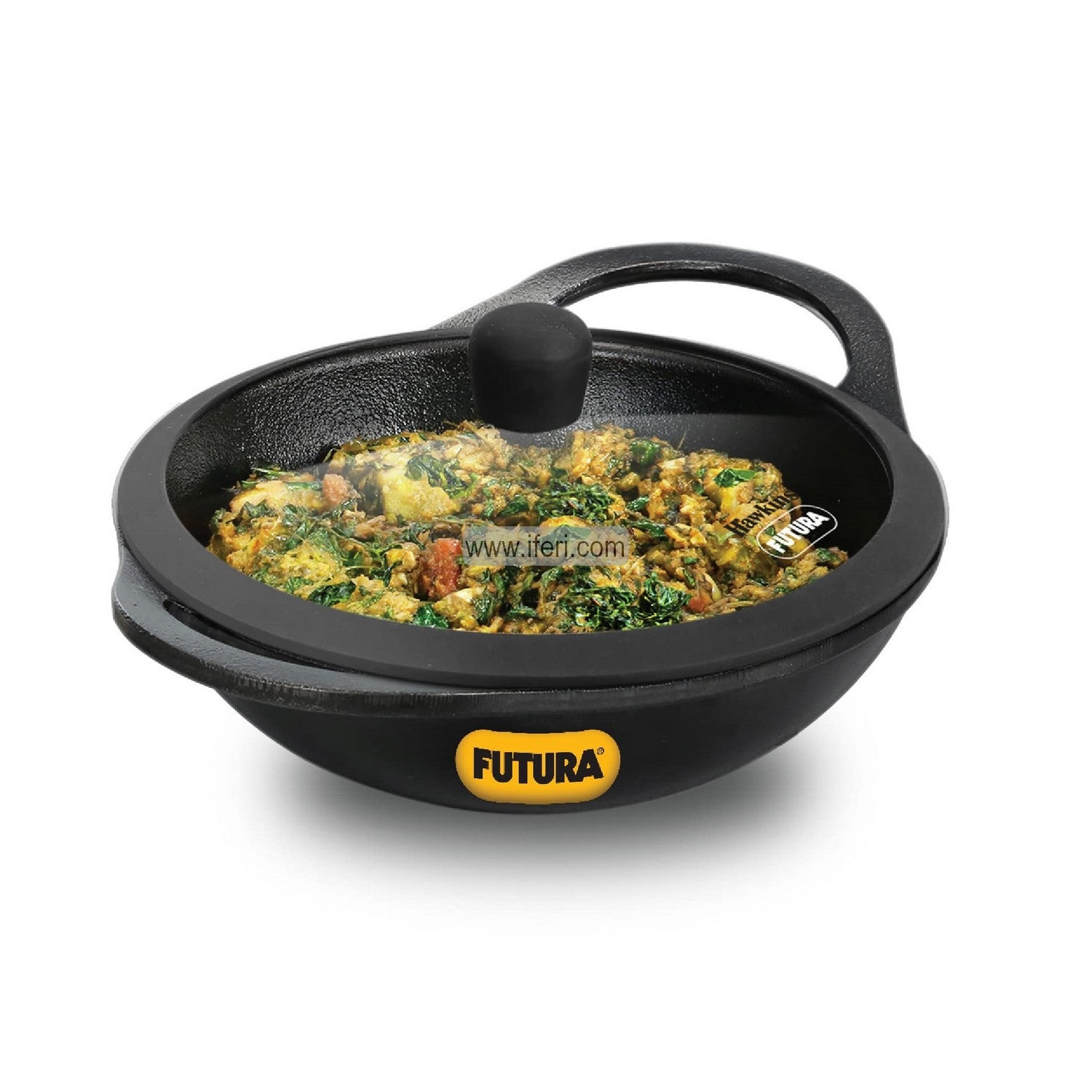 2 Liter Futura Cast Iron Kadhai with Glass Lid ALM6839