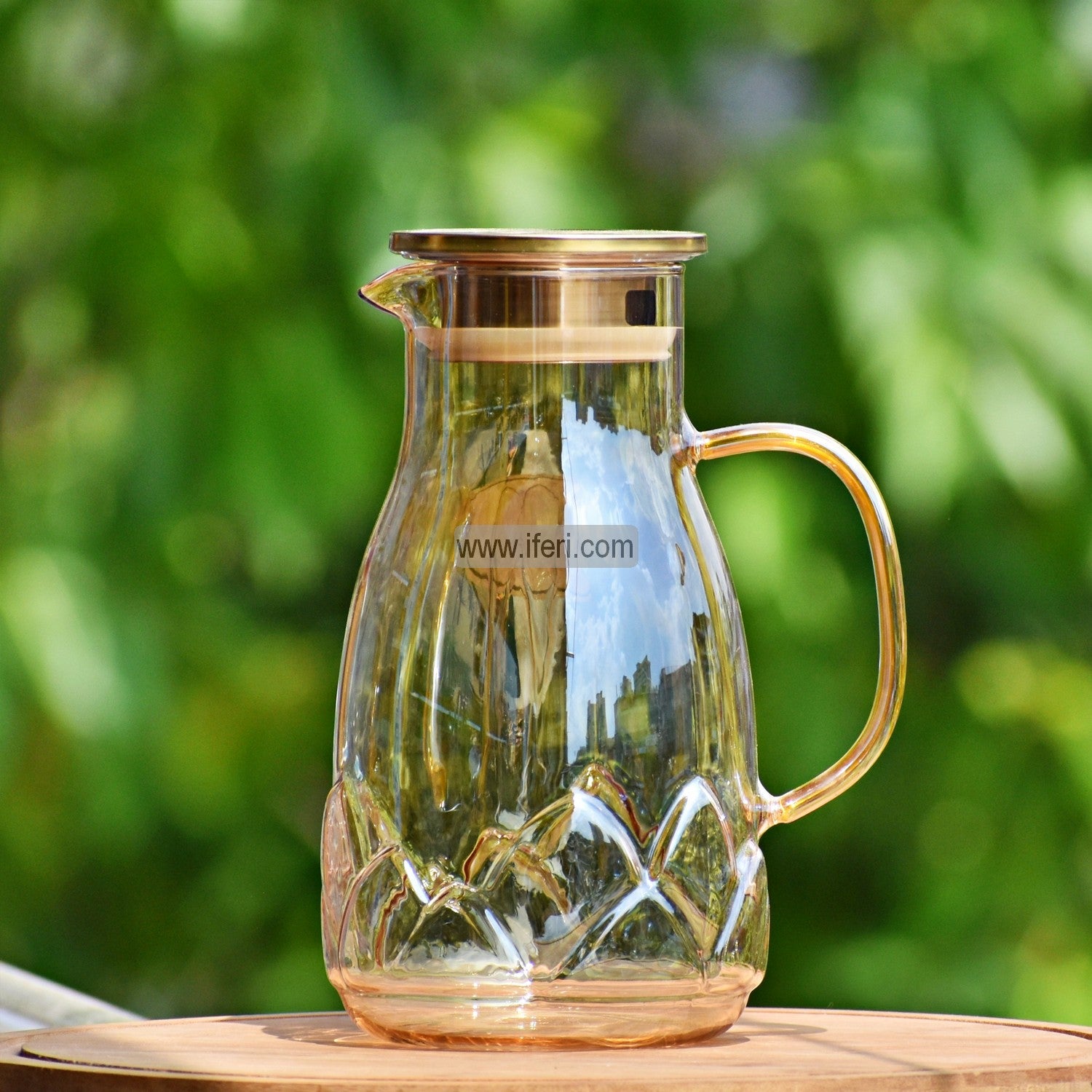 Glass Pitcher with Bamboo Lid / High Borosilicate Jugs with Handle