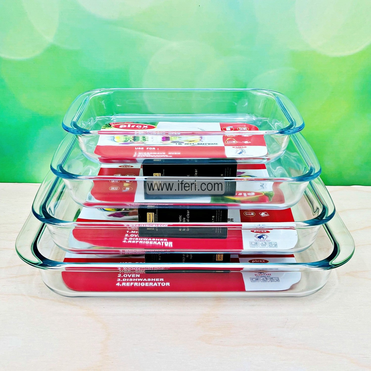 Set of 6Pcs Oven proof Glass Serving Dish - Transparent