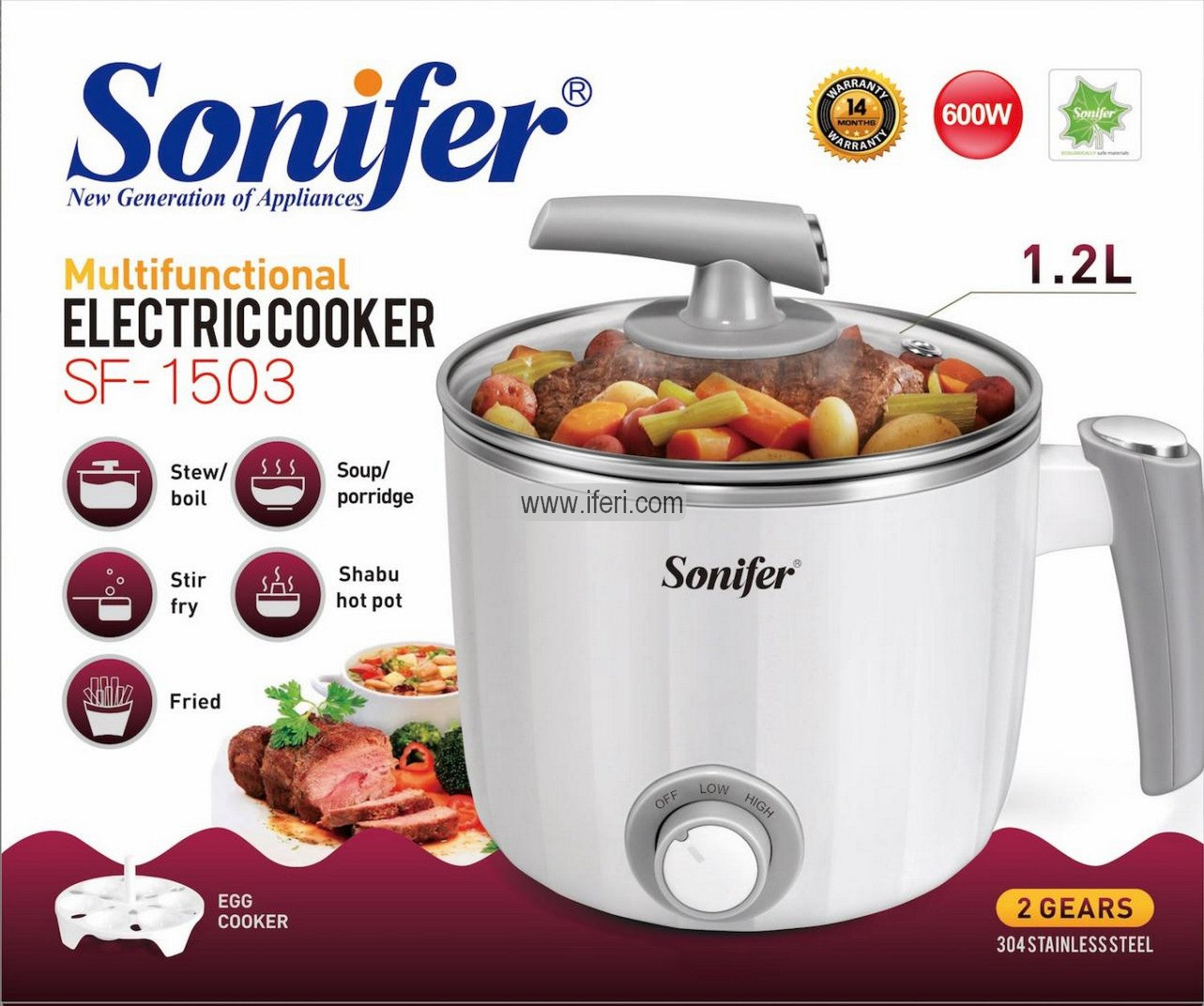 Sonifer 12l Multifunctional Electric Cooker Sf 1503 White