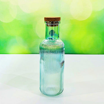 11 Inch Glass Water Bottle with Cork Lid IHW003