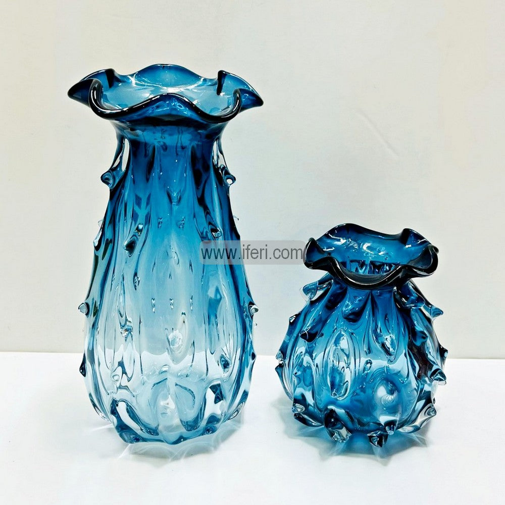 2 Pcs Handmade Exclusive Heavy Glass Decorative Flower Vase HR2005