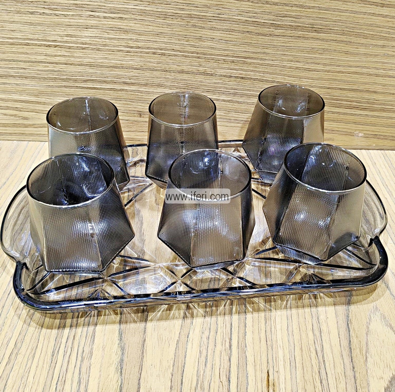 6 Pcs Water Juice Glass Set with Tray MN0008