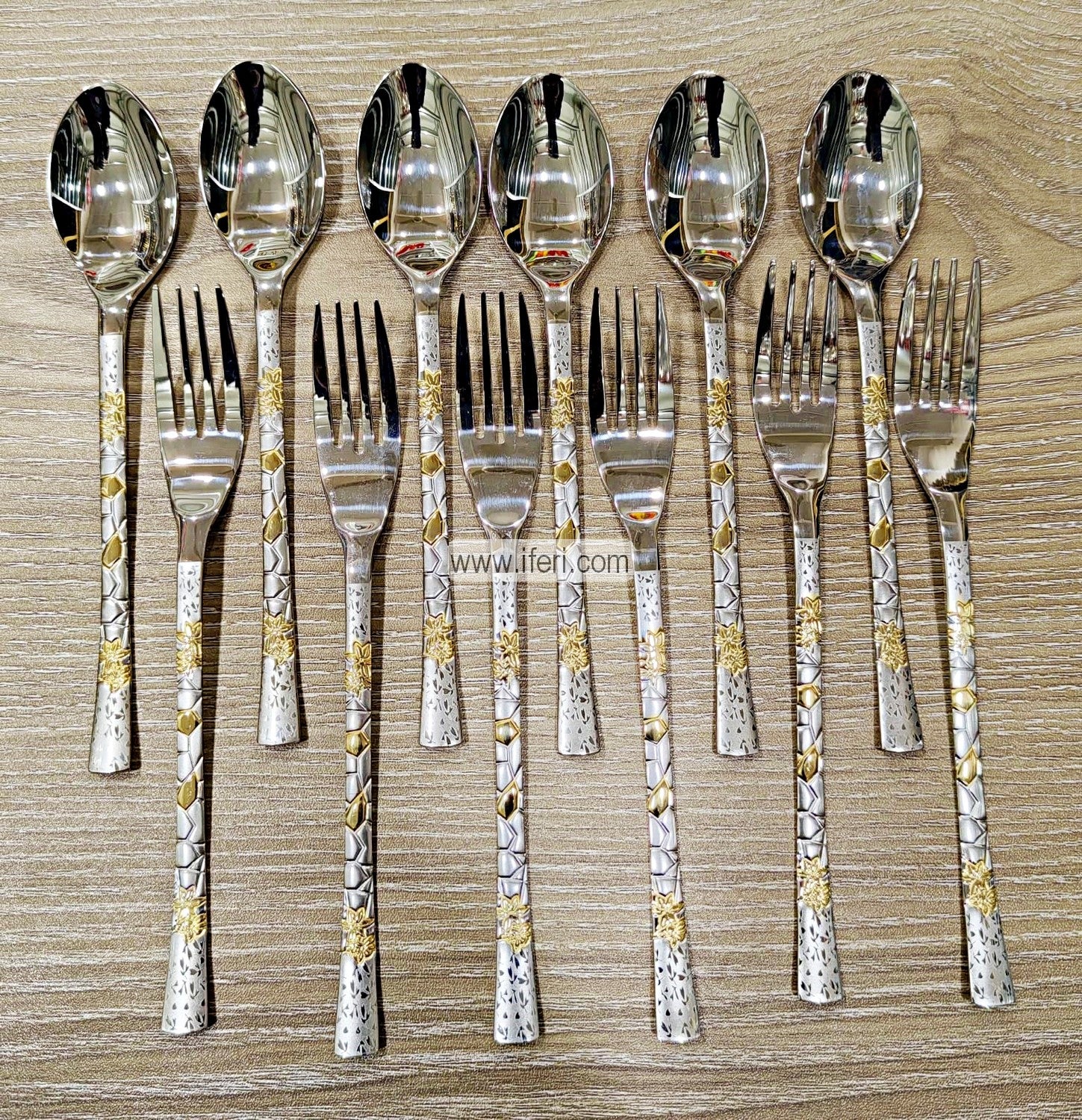 12 Pcs Stainless Steel Tea Spoon & Fork Set MN0042