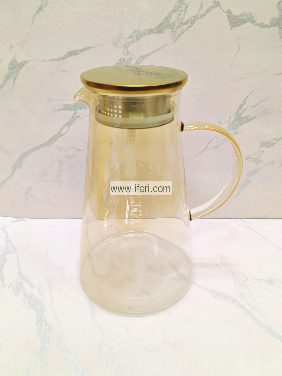 9 Inch Golden Borosilicate Glass Water Juice Jug DL1057