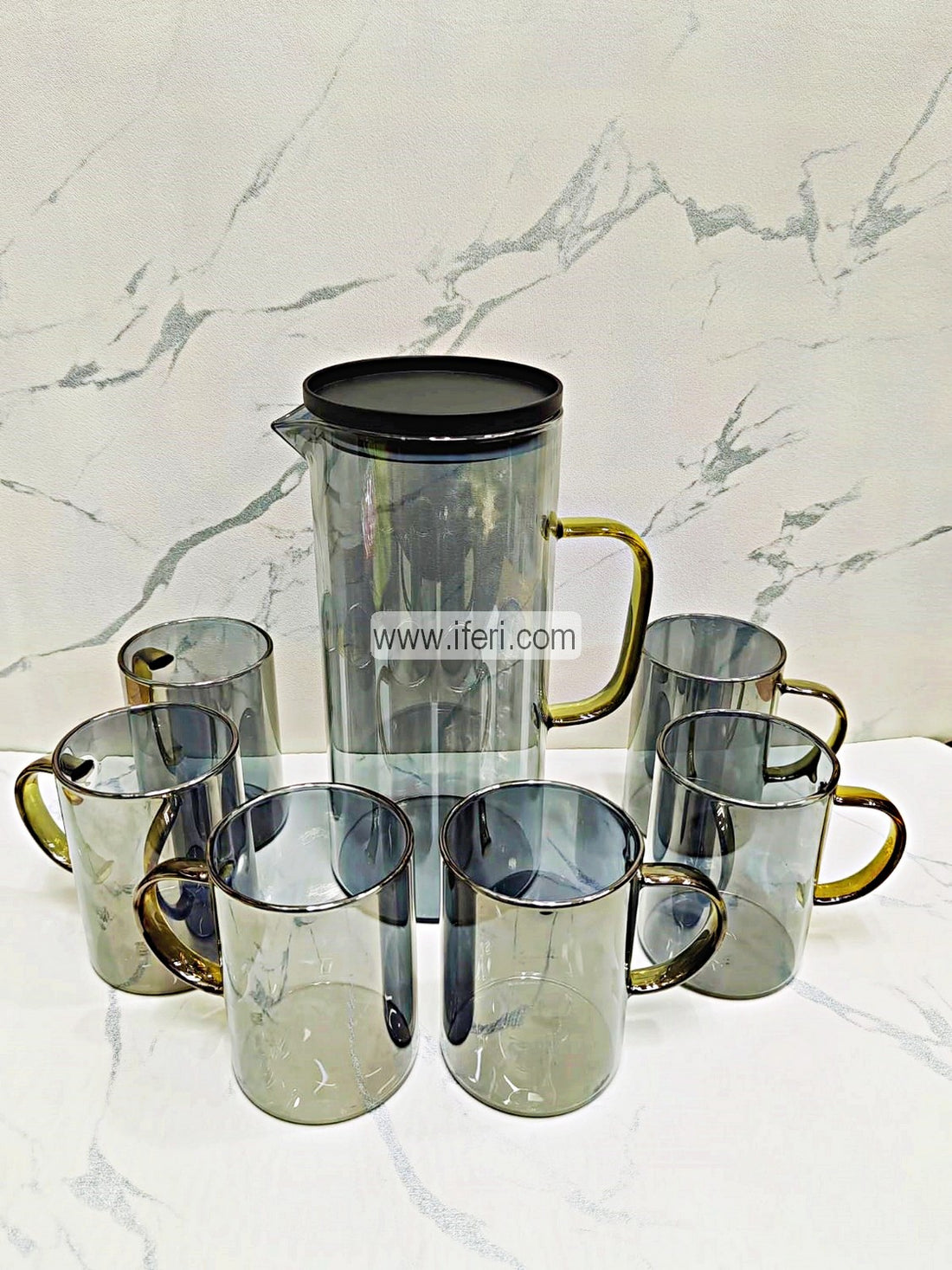 7 Pcs Borosilicate Glass Jug & Mug Set MN0079