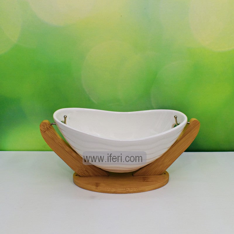 Ceramic Fruit Basket With Bamboo Stand FT0116