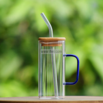 5.5 Inch Glass Juice Sipper Mug with Straw ALP2132