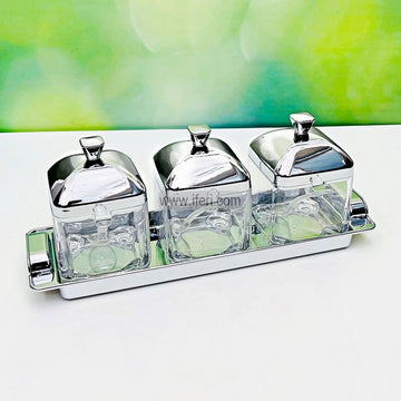 3 Pcs Acrylic Salt and Pepper Jar With Tray ALP2146