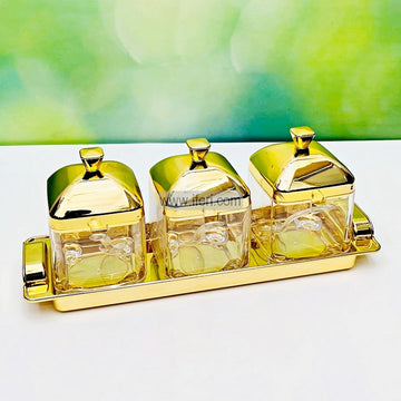 3 Pcs Acrylic Salt and Pepper Jar With Tray ALP2147