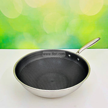 30cm Uncoated Honeycomb Design Stainless Steel Non-Stick Wok Frying Pan SMT1189