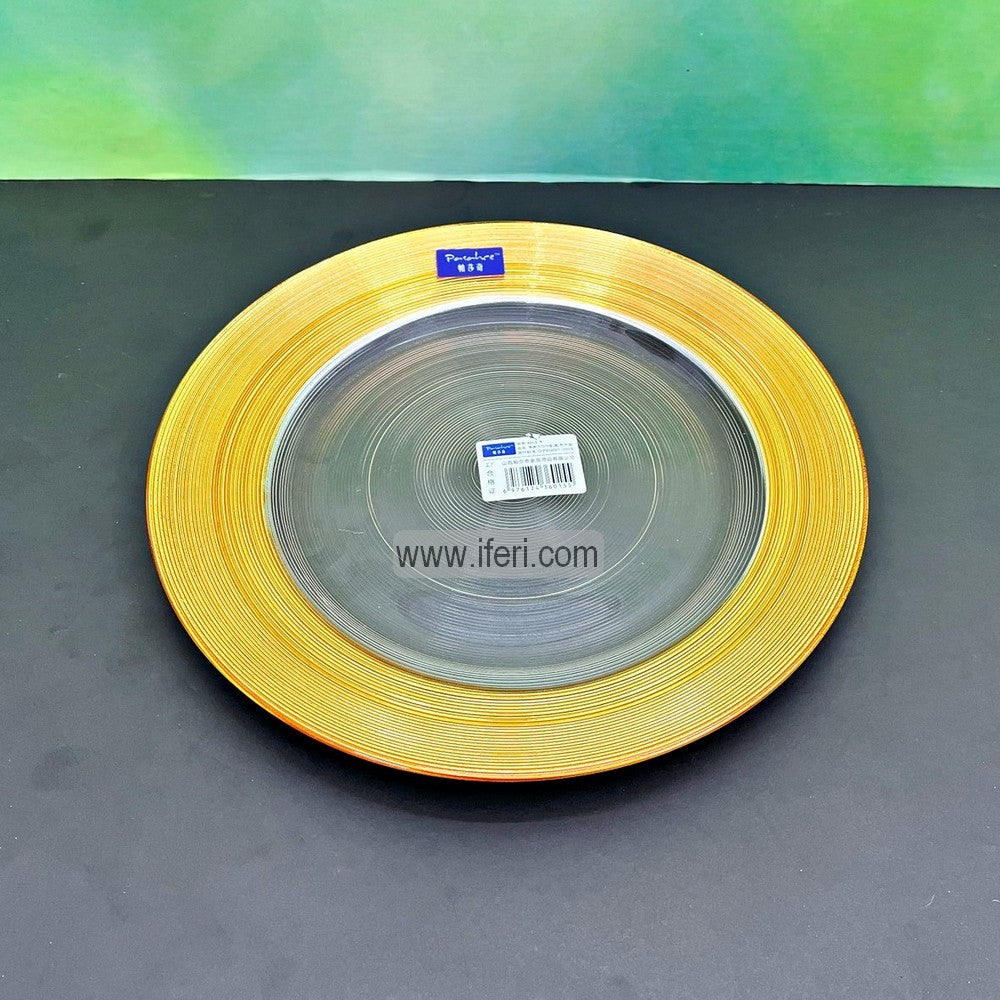 1 Pcs 10.5 Inch Exclusive Golden Rim Glass Full Plate / Dinner Plate RH0310