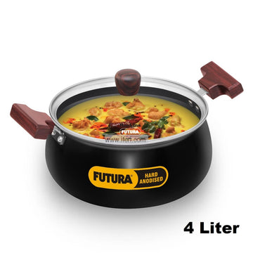 4 Litre Futura Hard Anodised Induction Cook & Serve Handi Saucepan with Glass Lid ALM5088