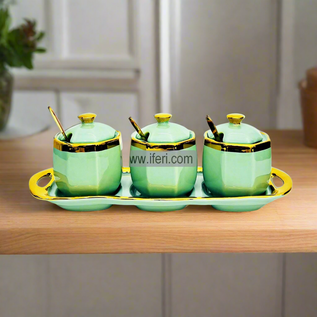 3 pcs Tea, Coffee, Sugar Pot With Ceramic Tray & Spoon TG4987