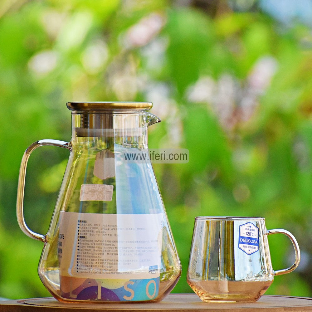 7 Pcs Borosilicate Glass Water Juice Jug & Mug Set TB1387