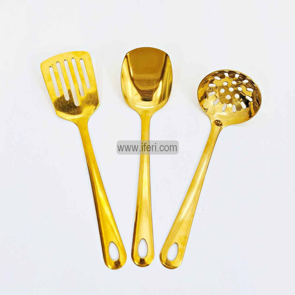 3 Pcs Metal Golden Cooking Spoon Set LB6391