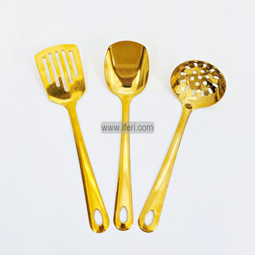 3 Pcs Metal Golden Cooking Spoon Set LB6391