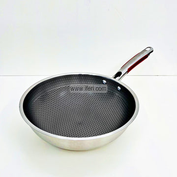 30cm Uncoated Honeycomb Design Stainless Steel Non-Stick Wok Frying Pan LB6412