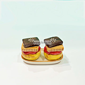 2 Pcs Ceramic Salt & Pepper Shaker with Tray HR15271