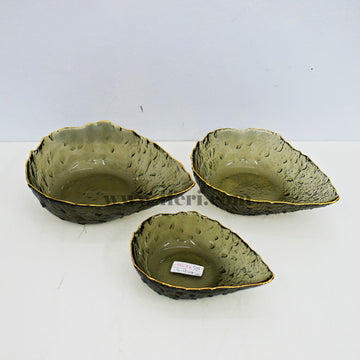 3 Pcs Golden Rim Glass Serving Bowl Set TB1312