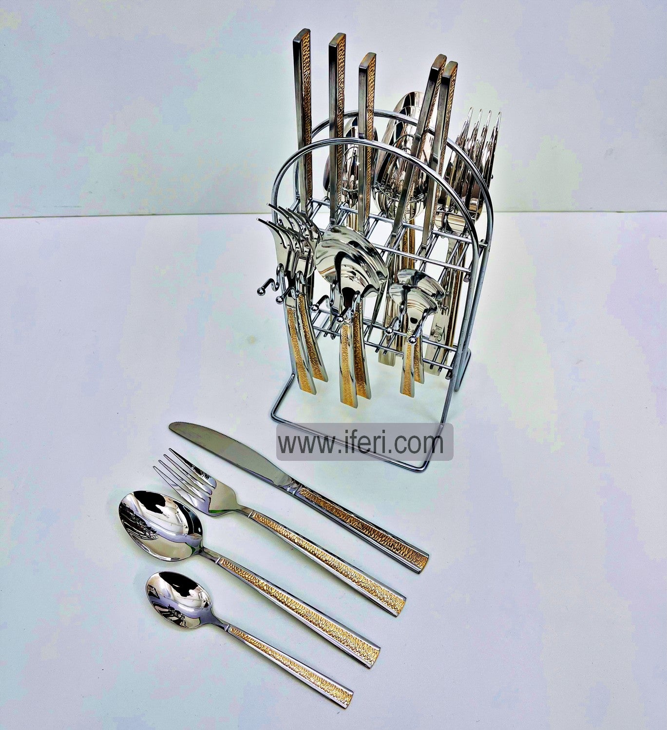 24 Pcs Stainless Steel Cutlery Set with Stand EB5441