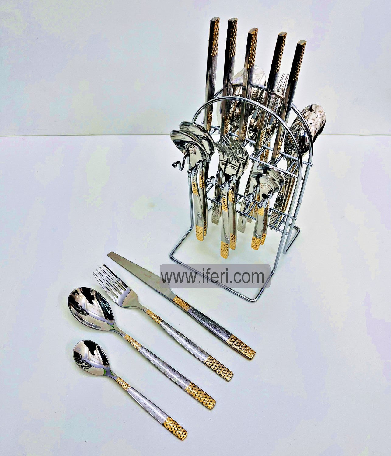 24 Pcs Stainless Steel Cutlery Set with Stand EB5442