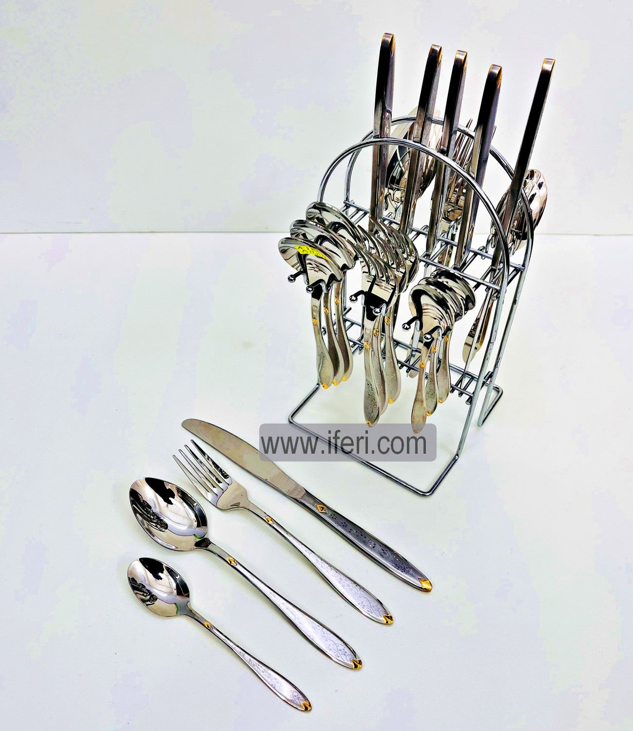 24 Pcs Stainless Steel Cutlery Set with Stand EB5443