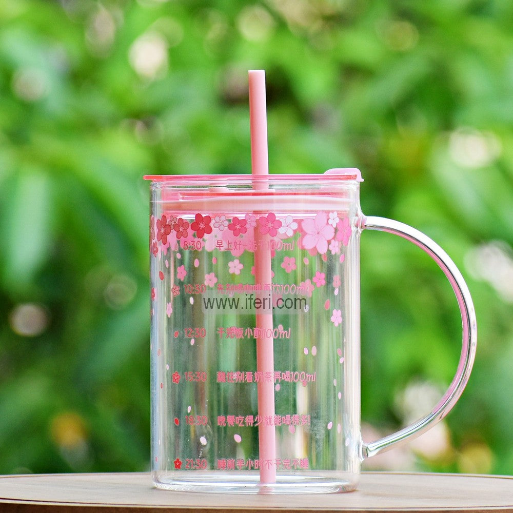 1000ml Glass Juice Sipper Mug with Straw FT1449