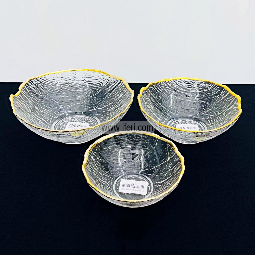 3 Pcs Golden Rim Glass Serving Bowl Set FT4793