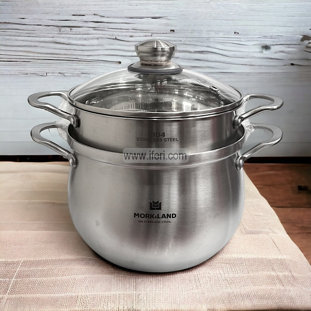 6 Liter Stainless Steel Belly Shape Cookware with Steamer ALM6469