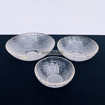 3 Pcs Golden Rim Glass Serving Bowl Set EB21353