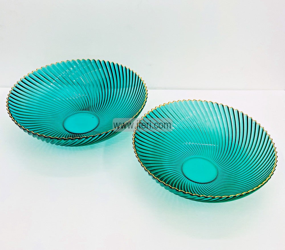 2 Pcs Golden Rim Glass Serving Bowl Set EB21355