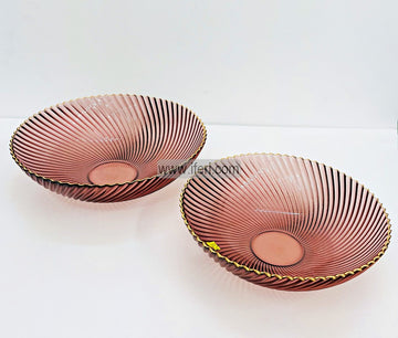 2 Pcs Golden Rim Glass Serving Bowl Set EB21356