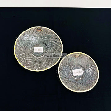 2 Pcs Golden Rim Glass Serving Plate Set EB21359