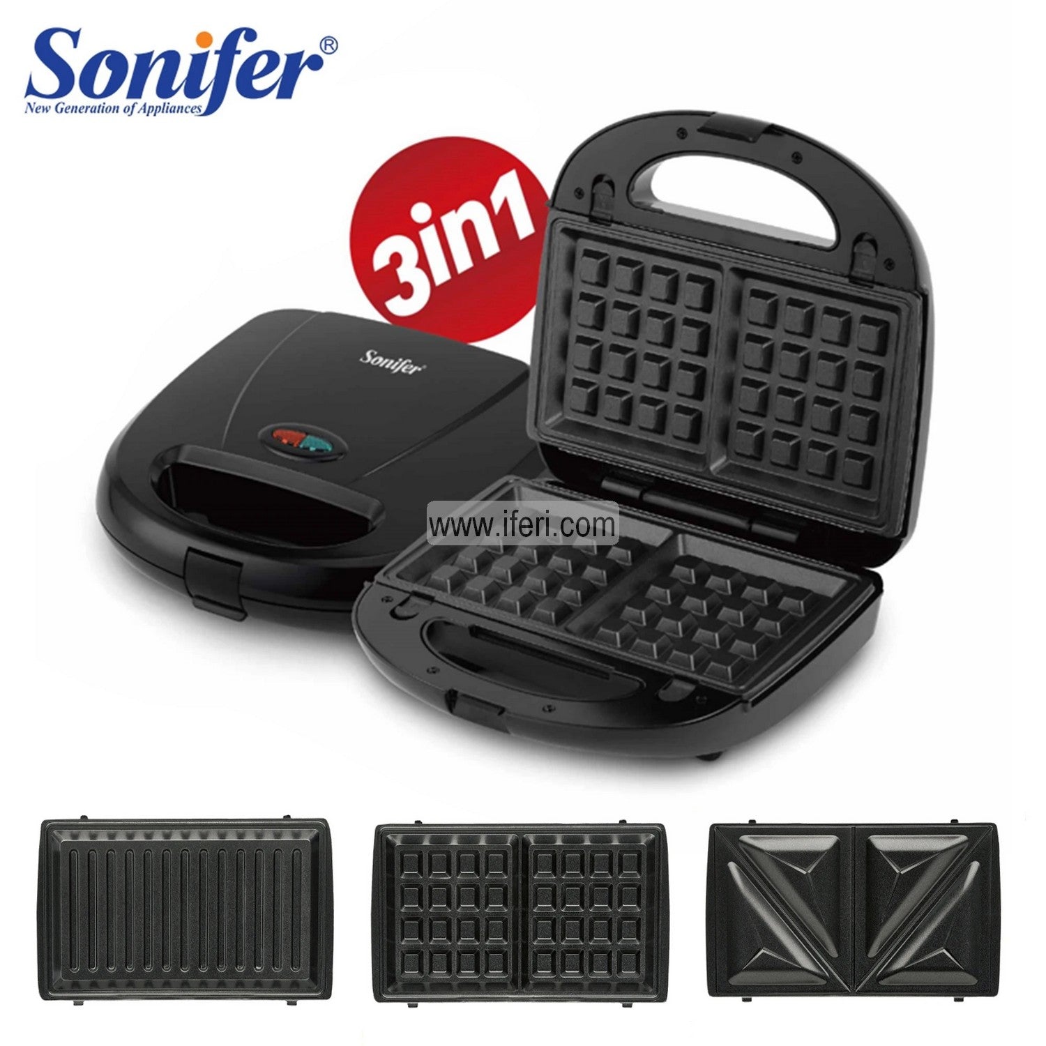 Sonifer 3 in 1 800-Watt Sandwich Maker SF-6150