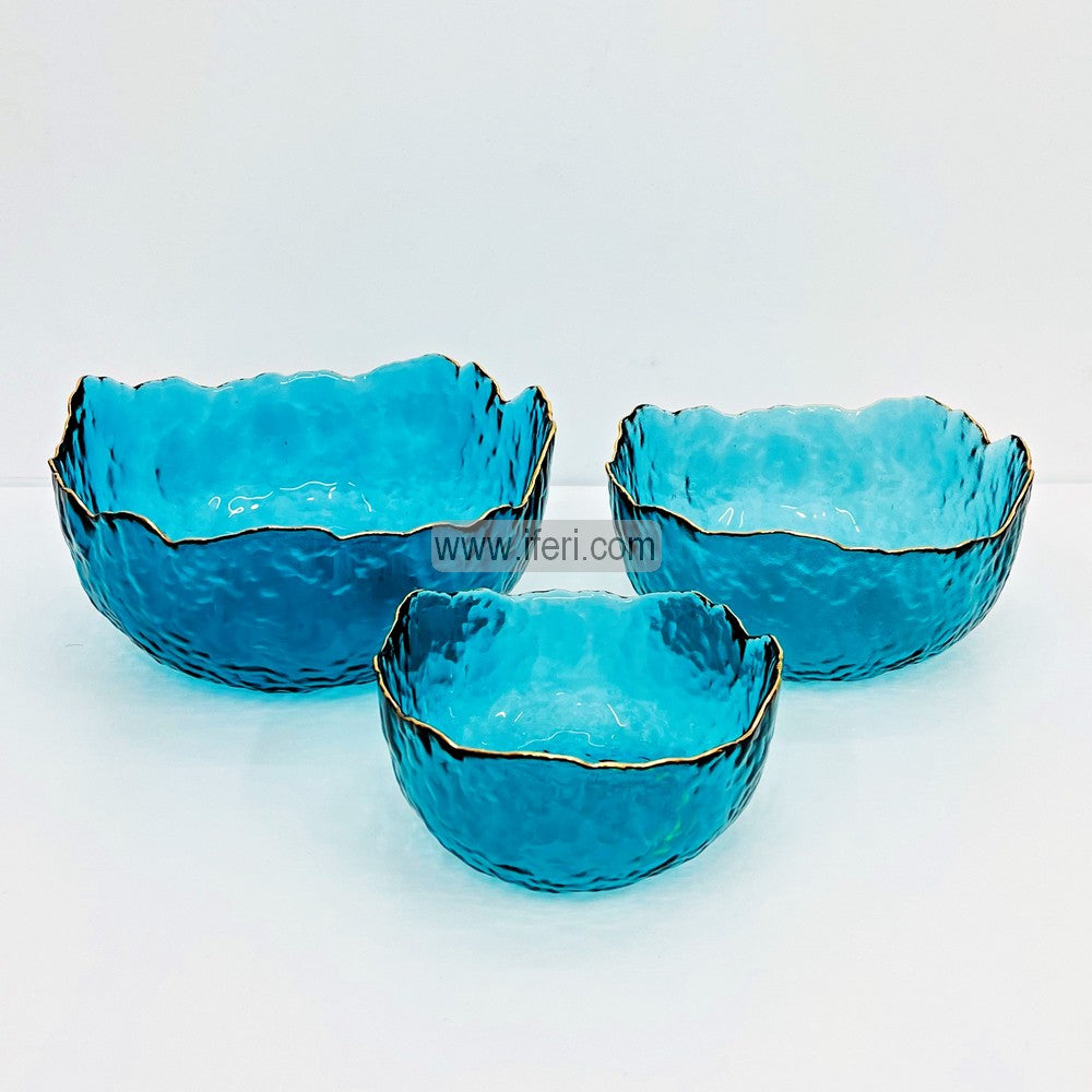 3 Pcs Golden Rim Glass Serving Bowl Set EB21361