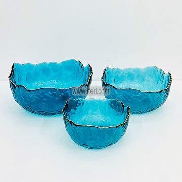 3 Pcs Golden Rim Glass Serving Bowl Set EB21361