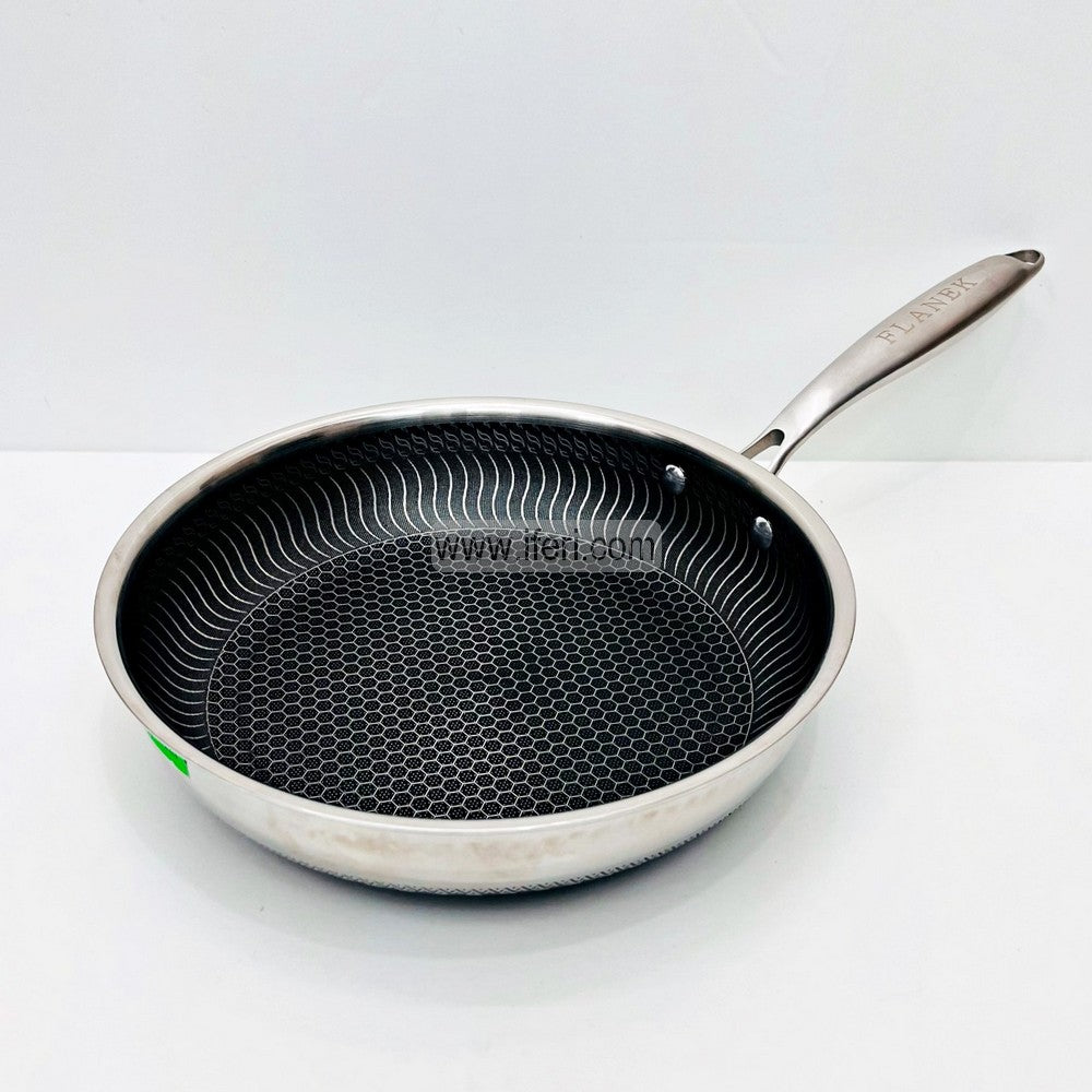 26cm Uncoated Honeycomb Design Stainless Steel Non-Stick Fry Pan TG10629