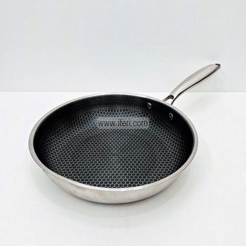 28cm Uncoated Honeycomb Design Stainless Steel Non-Stick Fry Pan TG10631