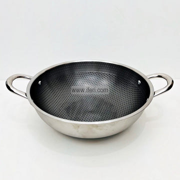 34cm Uncoated Honeycomb Design Stainless Steel Non-Stick Cookware / Karai TG10632