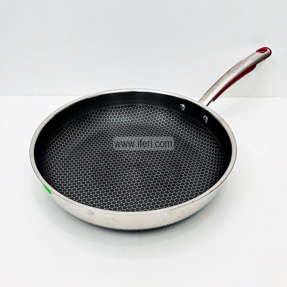 30cm Uncoated Honeycomb Design Stainless Steel Non-Stick Fry Pan TG10634