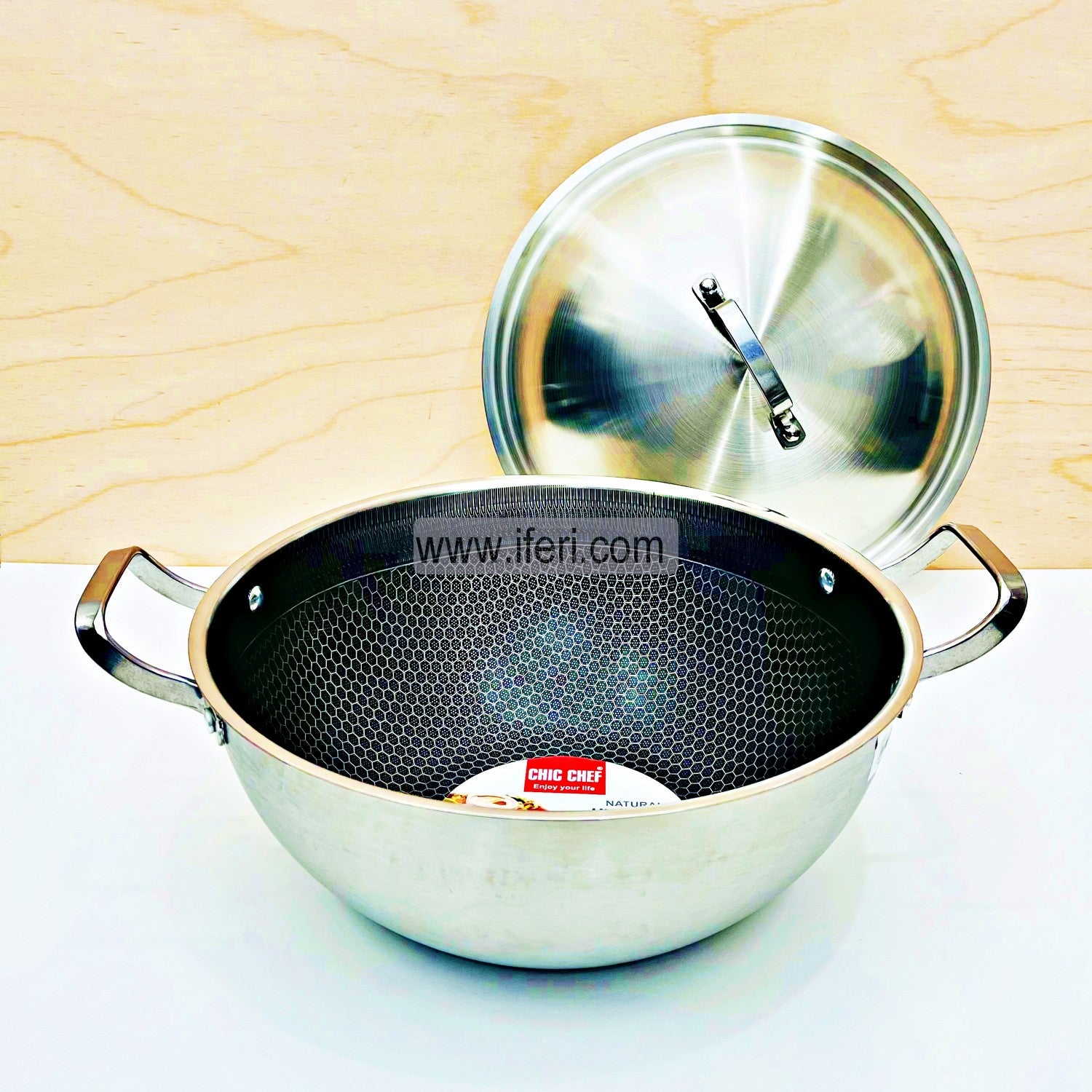 36 cm High Quality Stainless Steel Non-Stick Honeycomb Deep Cookware With Lid RY4669