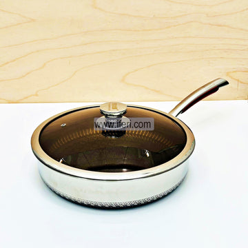 28 cm High Quality Stainless Steel Non-Stick Honeycomb Wok Pan With Glass Lid RY4689