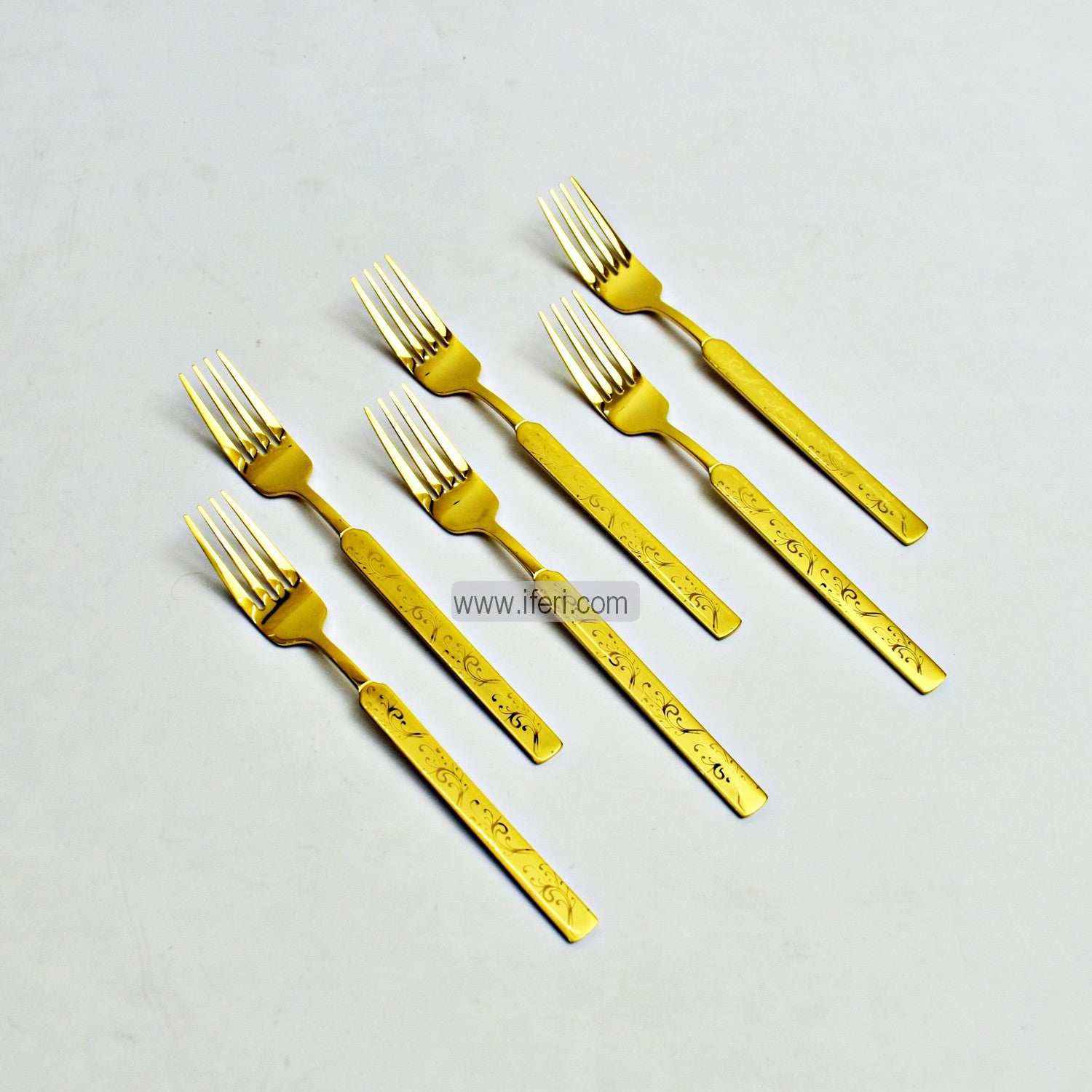 6 Pcs 6 inch Stainless Steel Golden Fork Set IF128