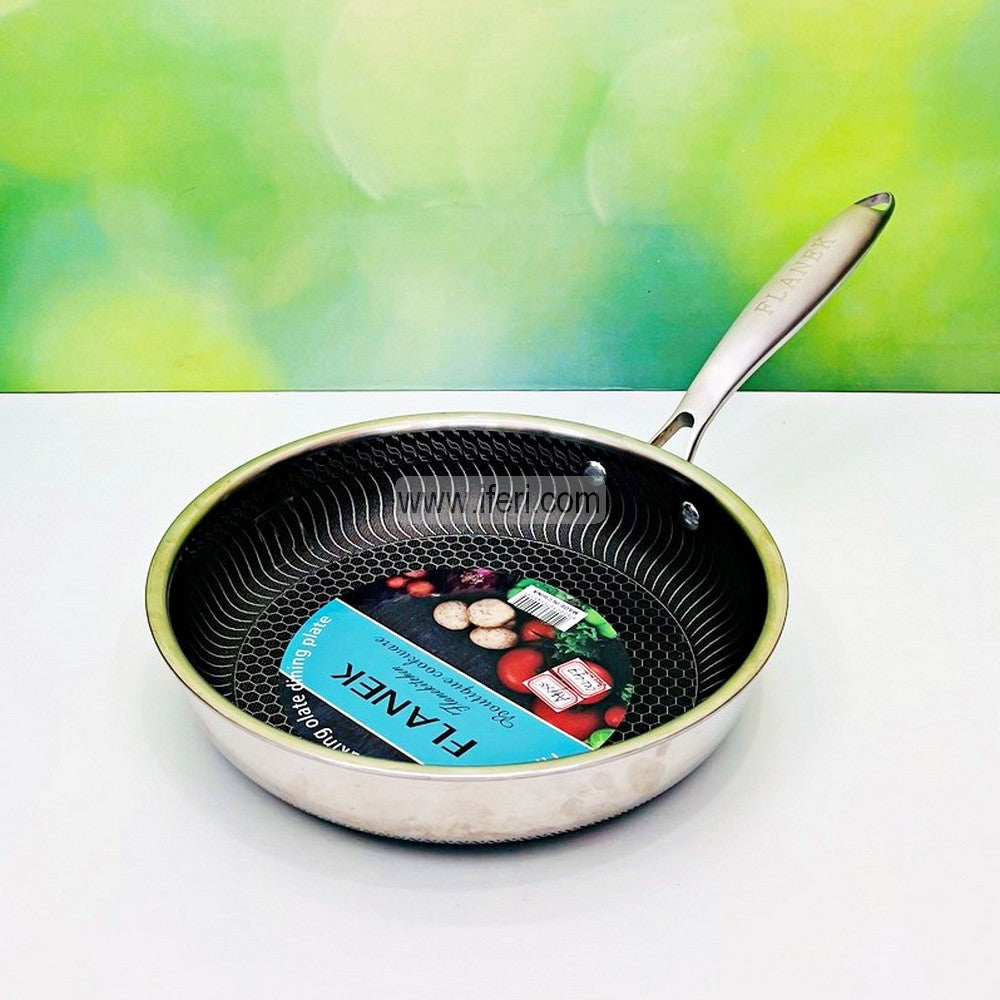 28cm Uncoated Honeycomb Design Stainless Steel Non-Stick Fry Pan RY2736