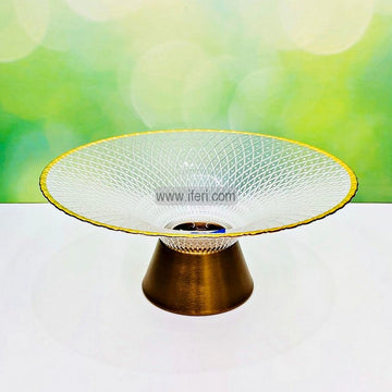 13 Inch Exclusive Golden Rim Glass Fruit, Dessert, Appetizer Serving Bowl / Stand SGR2745