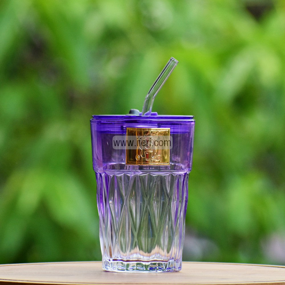 420ml Glass Juice Sipper Mug with Straw DL6796