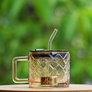 3.6 Inch Glass Juice Sipper Mug with Straw DL6813