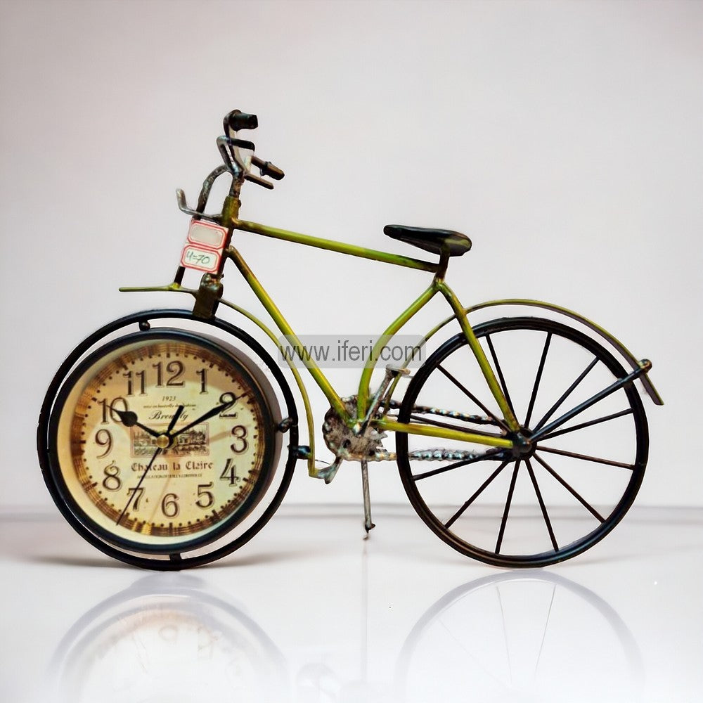 14 Inch Metal Bicycle Model Decorative Sculpture Showpiece with Table Clock RY2837