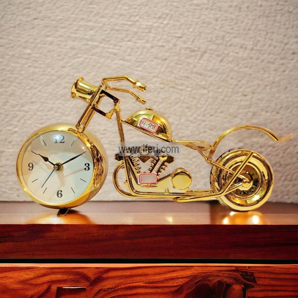 12.5 Inch Metal Motorcycle Model Decorative Sculpture Showpiece with Table Clock RY2839